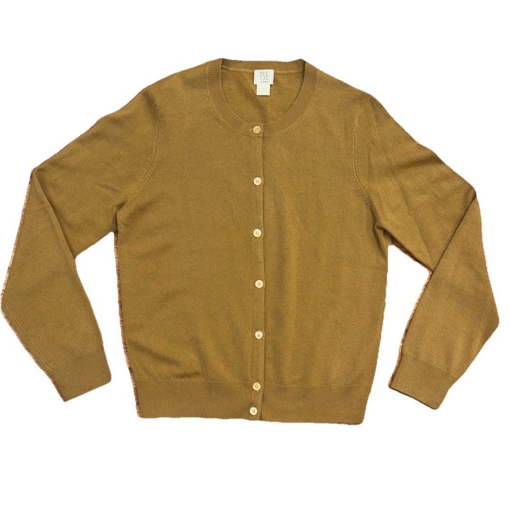 TSE 100% Cashmere Cardigan Brown Golden Brown Sz Medium Classic - Picture 4 of 7